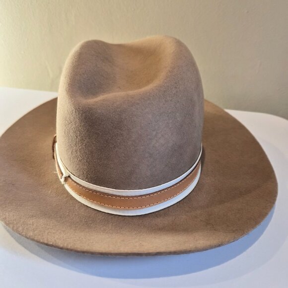 Rag & Bone Wide Brim Felted Wool Fedora Hat - Camel - NWOT - Small